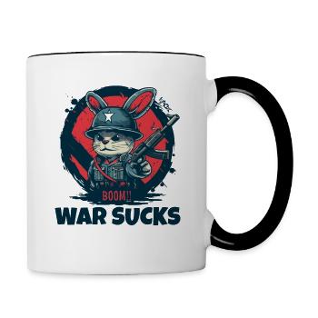 Avertissement du soldat lapin, la guerre est de la merde - Mug contrasté - blanc/noir - Droite
