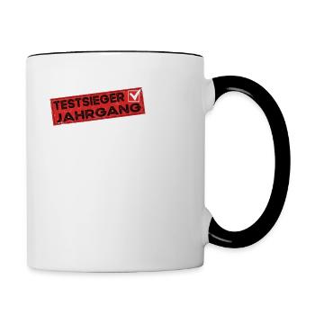 65 Jahre Geburtstag Testsieger Jahrgang 1959 - Tasse zweifarbig - Weiß/Schwarz - Rechts