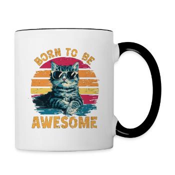 Amazing Little Cat - Born to Be Awesome - Contrasting Mug - white/black - Right