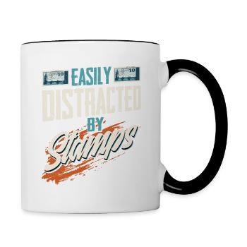 Fasciné par les timbres : la distraction d’un philatéliste - Mug contrasté - blanc/noir - Droite