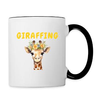 Girafe Tu me girafes FOU - Mug contrasté - blanc/noir - Droite