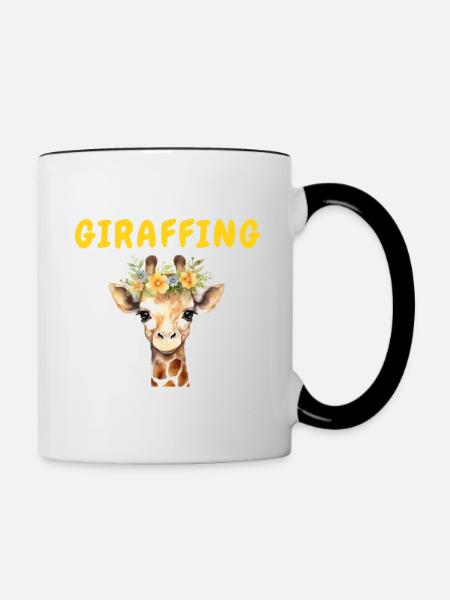 Girafe Tu me girafes FOU - Mug contrasté - blanc/noir