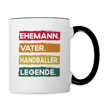 Ehemann Vater Handball Legende Vatertag - Tasse zweifarbig - Weiß/Schwarz - Rechts