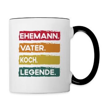 Ehemann Vater Koch Legende Vatertag - Tasse zweifarbig - Weiß/Schwarz - Rechts
