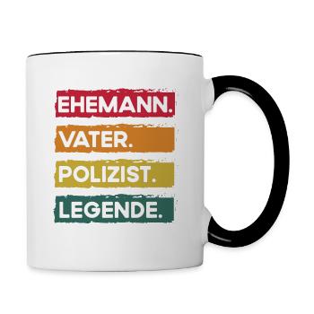 Husband Father Policeman Legend Father's Day - Contrasting Mug - white/black - Right