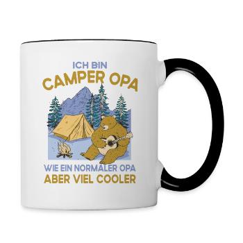 Camping Opa wie ein normaler nur cooler Großvater - Tasse zweifarbig - Weiß/Schwarz - Rechts