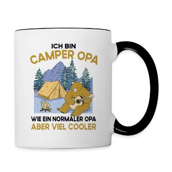 Camping Opa wie ein normaler nur cooler Großvater - Tasse zweifarbig - Weiß/Schwarz - Rechts
