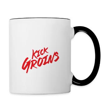 I Don't Kick Ass Kick Groins Martial Arts Krav Mag - Contrasting Mug - white/black - Right