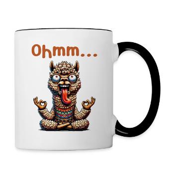 Ohmmm drôle yoga méditation sport - Mug contrasté - blanc/noir - Droite