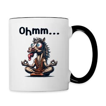 Ohmmm drôle yoga méditation sport - Mug contrasté - blanc/noir - Droite