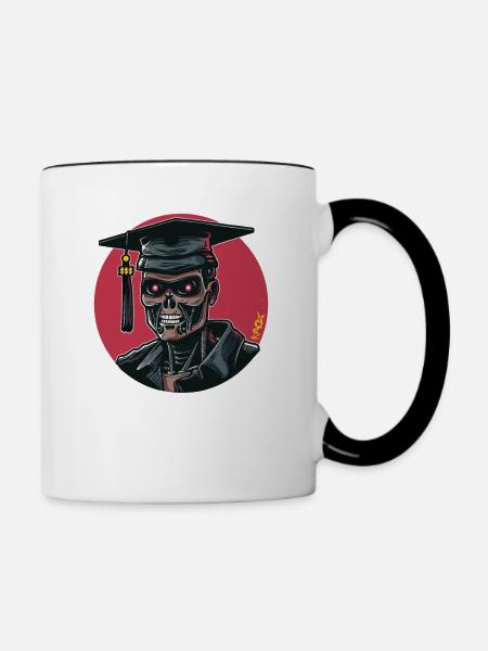 Cyborg-Skelett-Absolvent - Tasse zweifarbig - Weiß/Schwarz