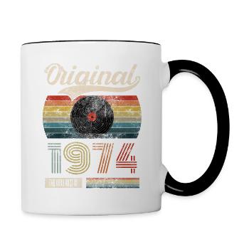 1974 Vintage Anniversaire cadeau Tee Style Rétro - Mug contrasté - blanc/noir - Droite
