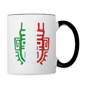 Aztekensymbol mexikanische Maya mexikanische Flagge Schuhschnabel - Tasse zweifarbig - Weiß/Schwarz - Rechts