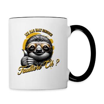 Ich mag halt einfach Faultiere - Tasse zweifarbig - Weiß/Schwarz - Rechts