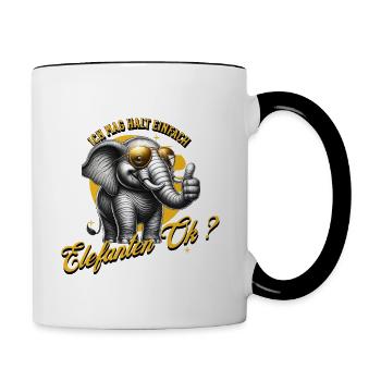 J’aime juste les éléphants - Mug contrasté - blanc/noir - Droite