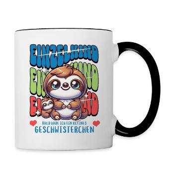 Enfant unique, je vais être une sœur fière - Mug contrasté - blanc/noir - Droite
