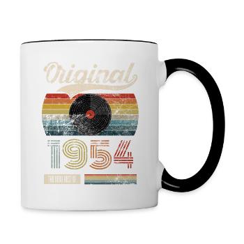 Vintage, 1954, Vintage, 70e anniversaire, Rétro - Mug contrasté - blanc/noir - Droite