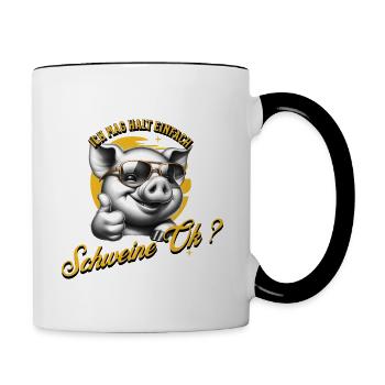 Ich mag halt einfach Schweine - Tasse zweifarbig - Weiß/Schwarz - Rechts