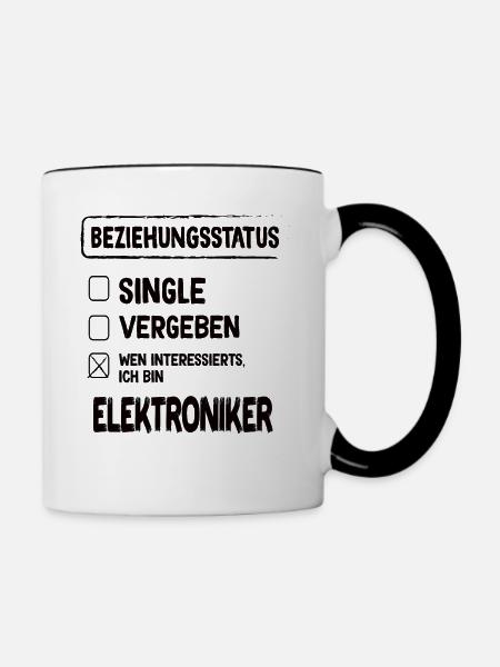 Elektroniker Beziehungsstatus - Tasse zweifarbig - Weiß/Schwarz