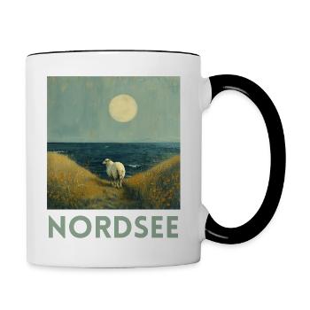 North Sea Sheep Northern Germany Lower Saxony - Contrasting Mug - white/black - Right