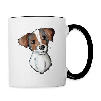 Jack Russell Pattern - Tasse zweifarbig - Weiß/Schwarz - Rechts