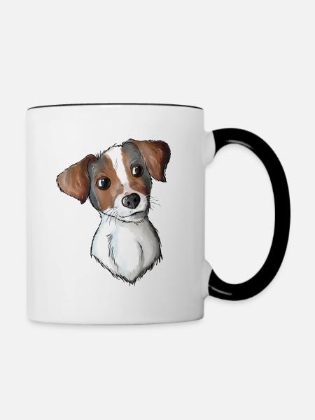 Jack Russell Pattern - Tasse zweifarbig - Weiß/Schwarz