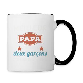 Père de deux garçons - Mug contrasté - blanc/noir - Droite