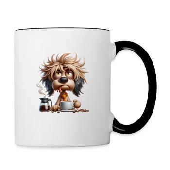 morning grouch coffee funny saying dog - Contrasting Mug - white/black - Right