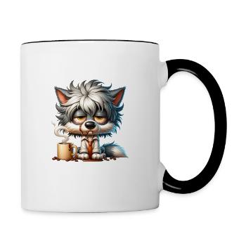 morning grouch coffee funny saying dog - Contrasting Mug - white/black - Right