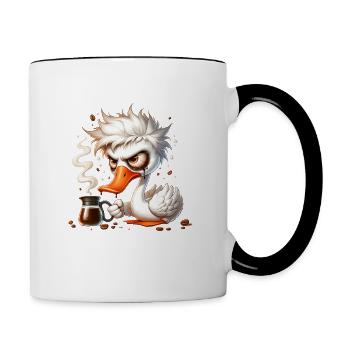 morning grouch coffee funny saying duck - Contrasting Mug - white/black - Right