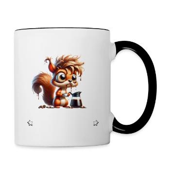 Morgenmuffel Kaffee Anti Frühaufsteher squirrel - Tasse zweifarbig - Weiß/Schwarz - Rechts