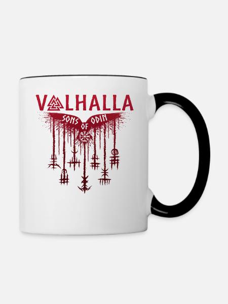 Walhalla Söhne von Odin Wikinger Wikinger Norge Nordic - Tasse zweifarbig - Weiß/Schwarz