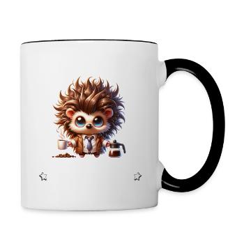 Morgenmuffel Kaffee Anti Frühaufsteher hedgehog - Tasse zweifarbig - Weiß/Schwarz - Rechts