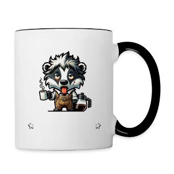 Morgenmuffel Kaffee Anti Frühaufsteher racoon - Tasse zweifarbig - Weiß/Schwarz - Rechts