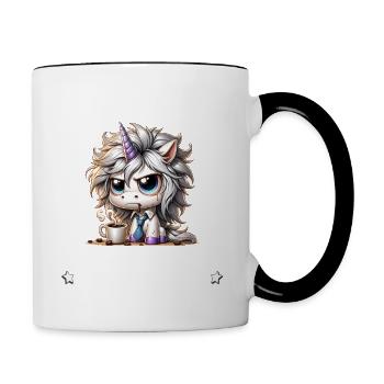 Morning grouch coffee anti early riser unicorn - Contrasting Mug - white/black - Right