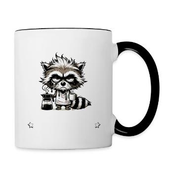 morning grouch coffee anti early riser racoon - Contrasting Mug - white/black - Right