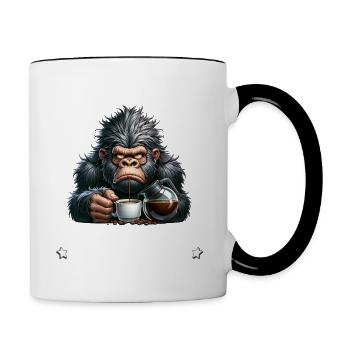 Morgenmuffel Kaffee Anti Frühaufsteher gorilla - Tasse zweifarbig - Weiß/Schwarz - Rechts