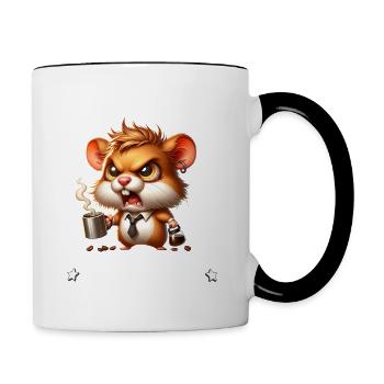 Morning grouch Give me coffee funny hamster - Contrasting Mug - white/black - Right