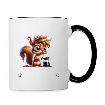 Grognement matinal Donne-moi du café drôle d’écureuil - Mug contrasté - blanc/noir - Droite