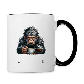 Morning grouch coffee is broken funny gorilla - Contrasting Mug - white/black - Right