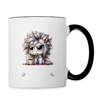 Morning grouch coffee is broken funny unicorn - Contrasting Mug - white/black - Right