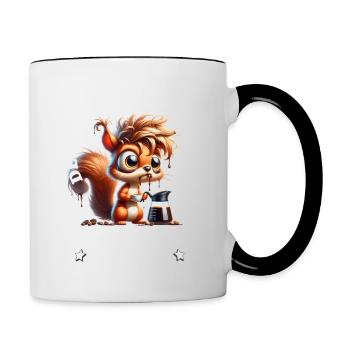 Morning grouch Coffee is broken Squirrel - Contrasting Mug - white/black - Right