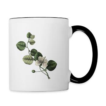 Numéro 9 floral vert -9e anniversaire floral - Mug contrasté - blanc/noir - Droite