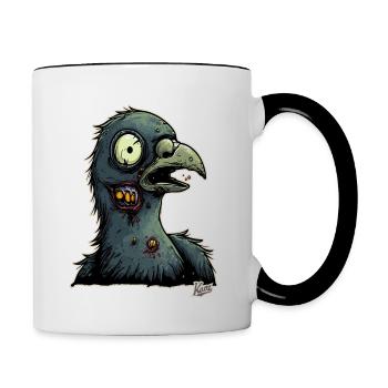 Eine erschrockene Zombie-Taube - Tasse zweifarbig - Weiß/Schwarz - Rechts