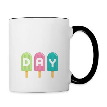 Ice Cream Day Summer Scoop Cone - Contrasting Mug - white/black - Right
