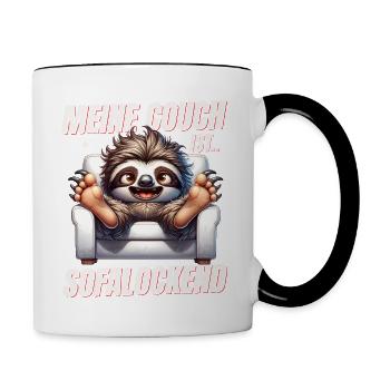 Funny sloth to sleep & chill - Contrasting Mug - white/black - Right