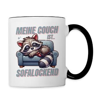 Funny raccoon to sleep & chill out - Contrasting Mug - white/black - Right