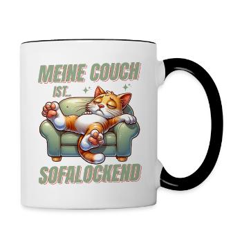 Funny cat to sleep & chill - Contrasting Mug - white/black - Right