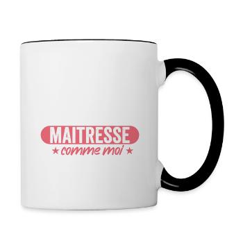 Cadeau maitresse d'école humour maitresse - Mug contrasté - blanc/noir - Droite