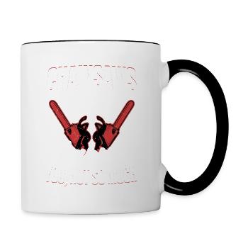 Les tronçonneuses me rendent heureux toi, pas tellement bûcheron lo - Mug contrasté - blanc/noir - Droite